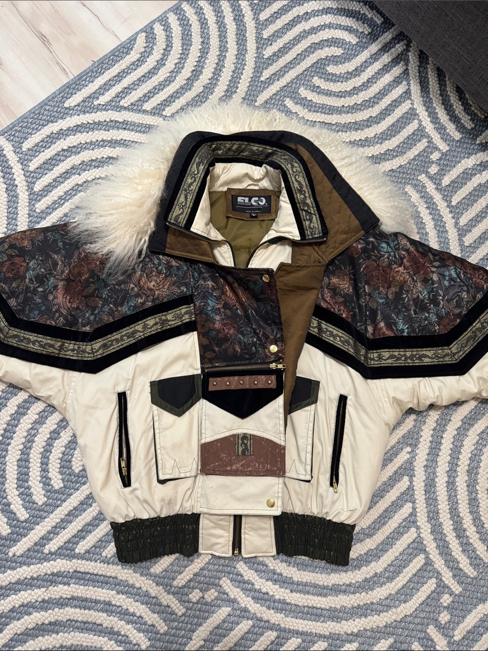 Vintage 80s 90s ELCO Mongolian Lamb Oversized Ski Jacket Medium